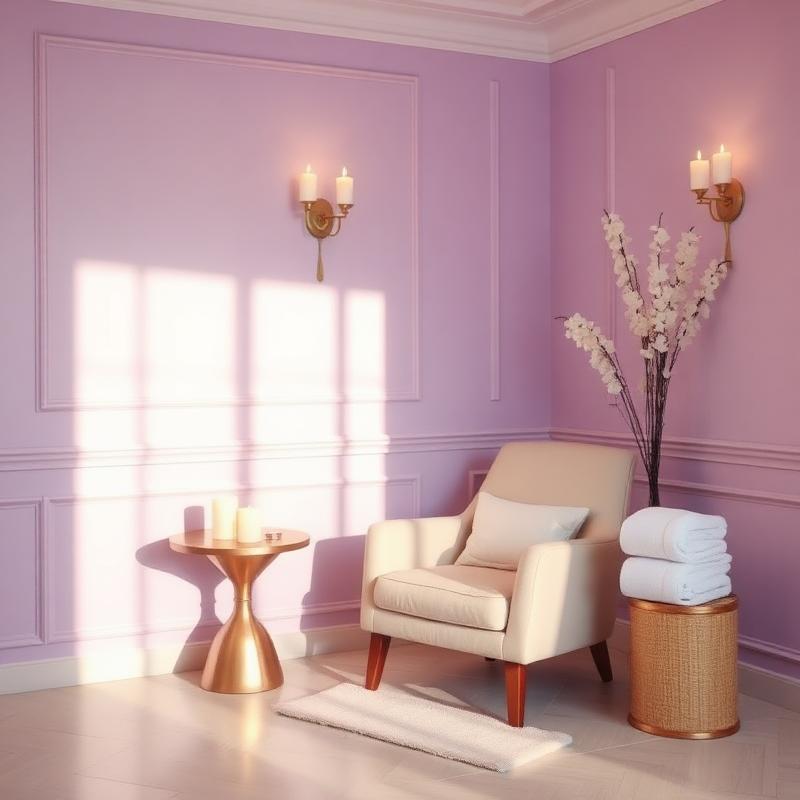 Espaço de descanso da clínica com poltrona e velas